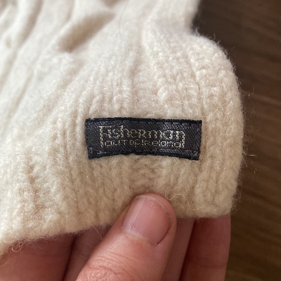 Vintage Fisherman Out of Ireland cream cable knit wool scarf. Cottagecore - Picture 2 of 5